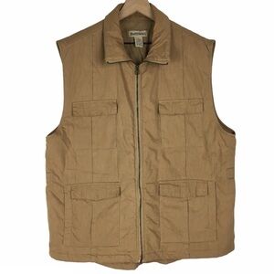 RUFF HEWN Vest Insulated Utility Ranchwear Outdoor Hunting Tan Full Zip Large